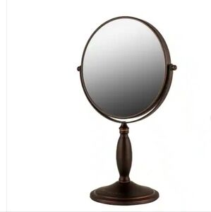 Antique Bronze Tabletop Makeup Mirror, 8 Inch, Dual-Sided 1x / 7x Magnification